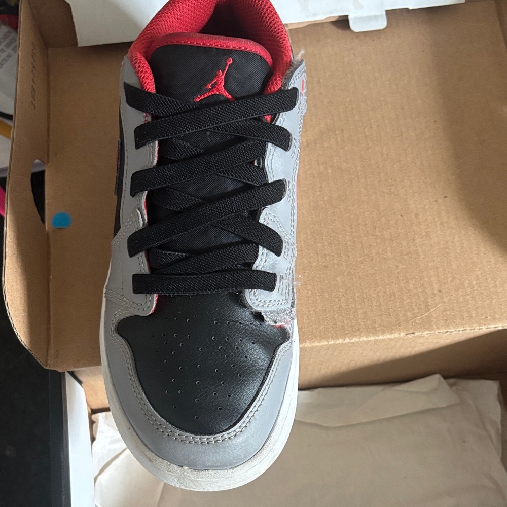 Jordan Kids' Black, Red, and Gray Sneakers